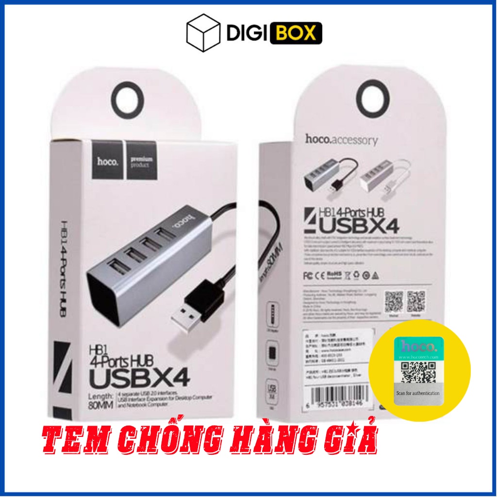 Đầu chia USB Hoco HB1 Ports Hub USB X4 4 cổng chính hãng