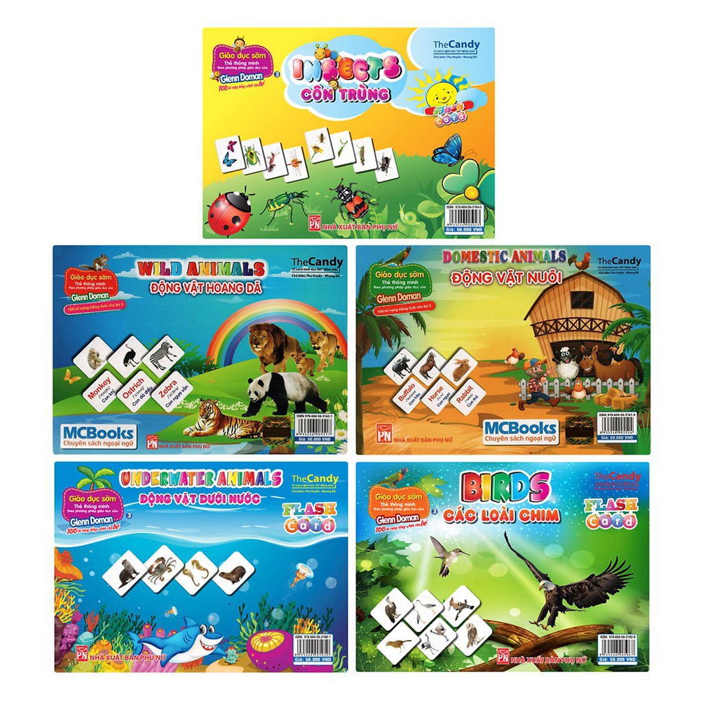 Combo 5 Chủ Đề Flashcard Dạy Trẻ Theo Phương Pháp Glenn Doman - Bé Làm Quen Với Thế Giới Động Vật Quanh Em