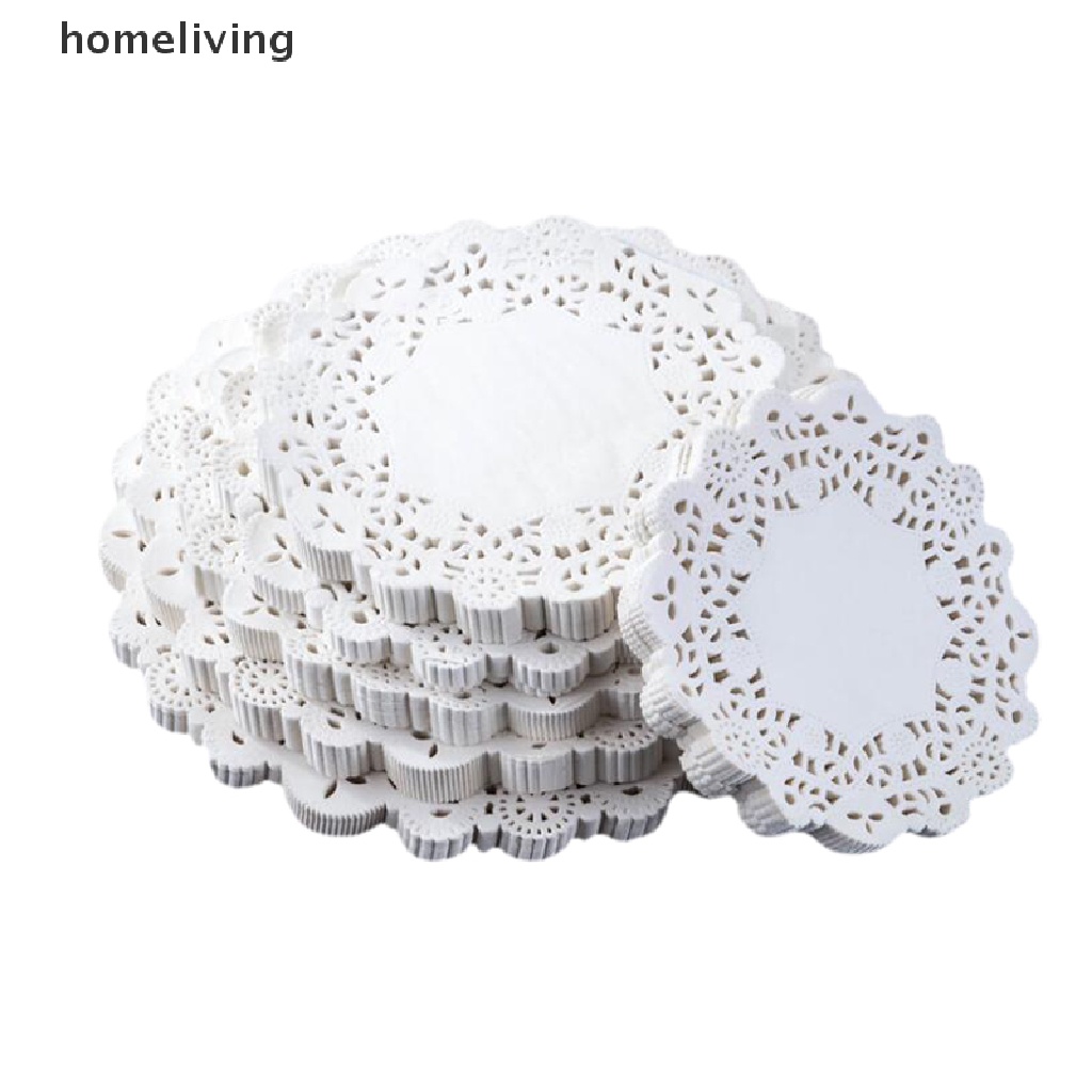 Bộ 100 Miếng Lót Bánh Hình Tròn Bằng Giấy Phối Ren Xinh Xắn