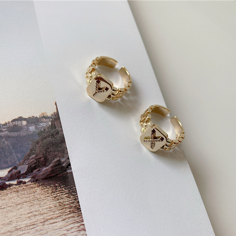 Nhẫn Đeo Tay Kim Loại Khắc Chữ A-Z Thời Trang Cho Nữ