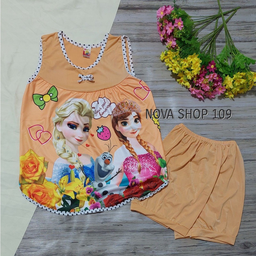 Đồ Bộ thun lạnh công chúa elsa cho bé gái từ 25-35kg, cực thoải mái và mát mẻ cho mùa hè, nova shop