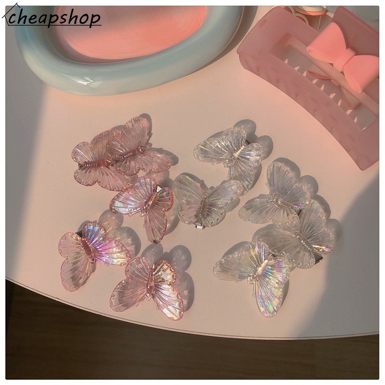 Set 5 kẹp tóc IF YOU hình bướm bằng acrylic phong cách Hàn Quốc thanh lịch cho nữ