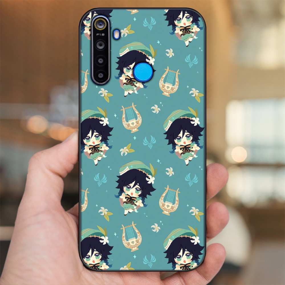 Ốp lưng Realme 5, 5 Pro viền đen in hình Venti Genshin Impact