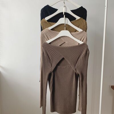 Áo len gân dài tay xoắn ngực AL-6623-1, áo len kiểu, áo len nữ cutout ngực | BigBuy360 - bigbuy360.vn