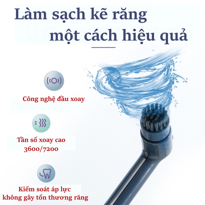 Bàn chải điện đầu xoay 360 cổng sạc USB kèm 4 đầu chải Dupont 2 tốc độ quay mạnh mẽ Brand