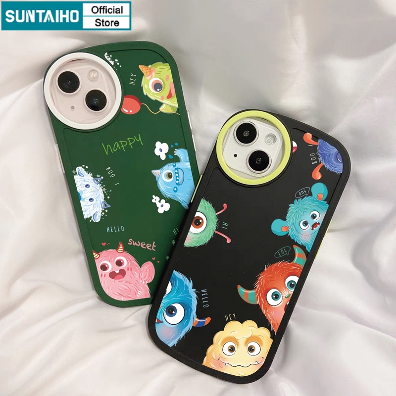 Suntaiho Ốp lưng iphone  Ốp điện thoại  silicon mềm in hình quái vật hoạt hình thích hợp cho iPhone 11 13 11 12 7 + 8 + XR