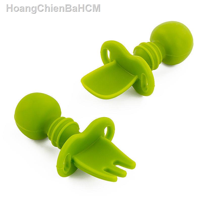 Anh Quốc Mát mẻ Dễ dàng Bé ăn Muỗng Silicone Em Nĩa Trẻ Thìa cho Người mới bắt đầu Bộ đồ