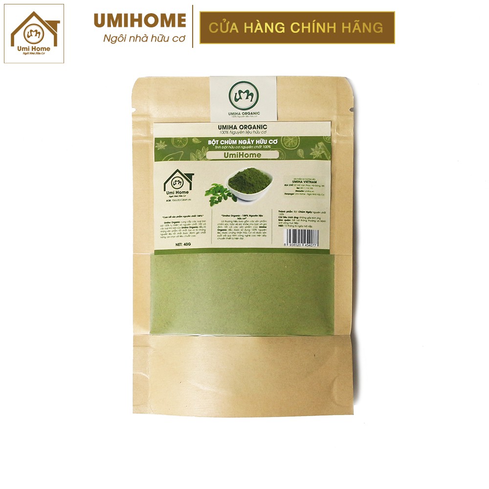 Bột Chùm Ngây đắp mặt nạ hữu cơ UMIHOME nguyên chất 40g | Moringa powder 100% Organic