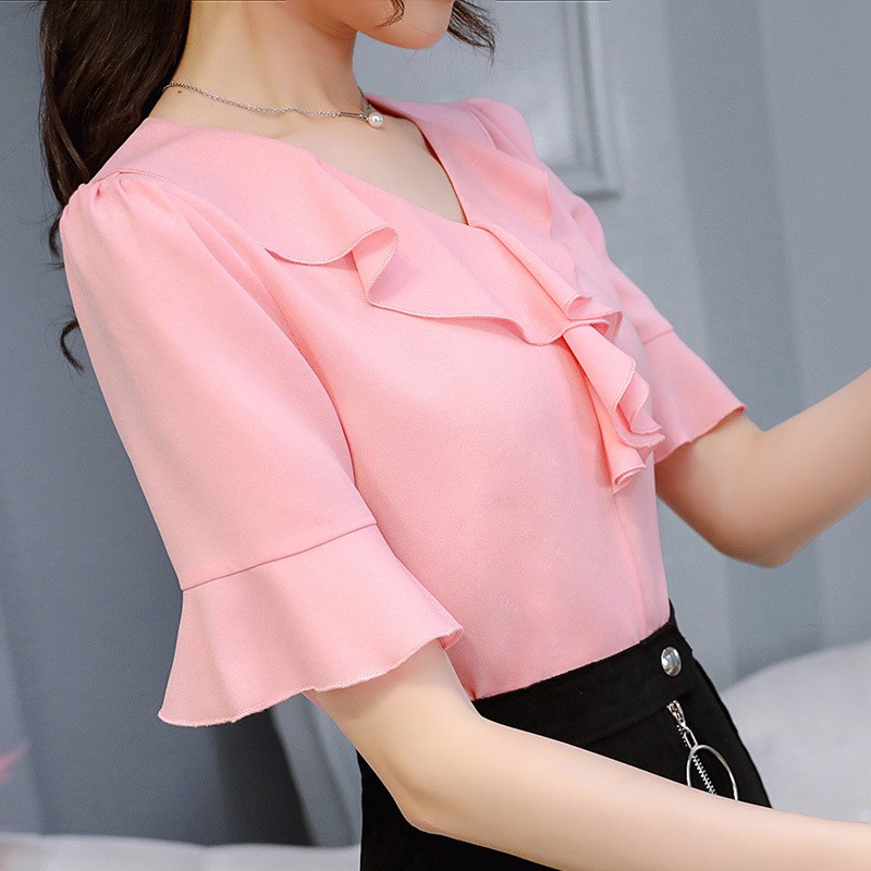 Áo Sơ Mi Nữ Công Sở Kiểu Hàn Quốc Tay Lỡ Cổ Bèo SaveLove! - AG13
