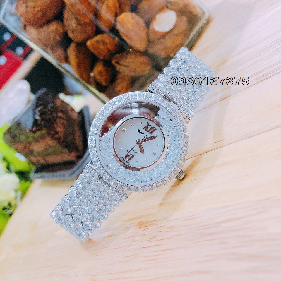 Đồng Hồ Nữ Royal Crown Bạc Đá Chảy 32mm
