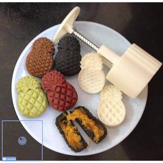 [NOWSHIP] Khuôn trung thu lò xo - mẫu quả dứa  50g làm bánh dứa