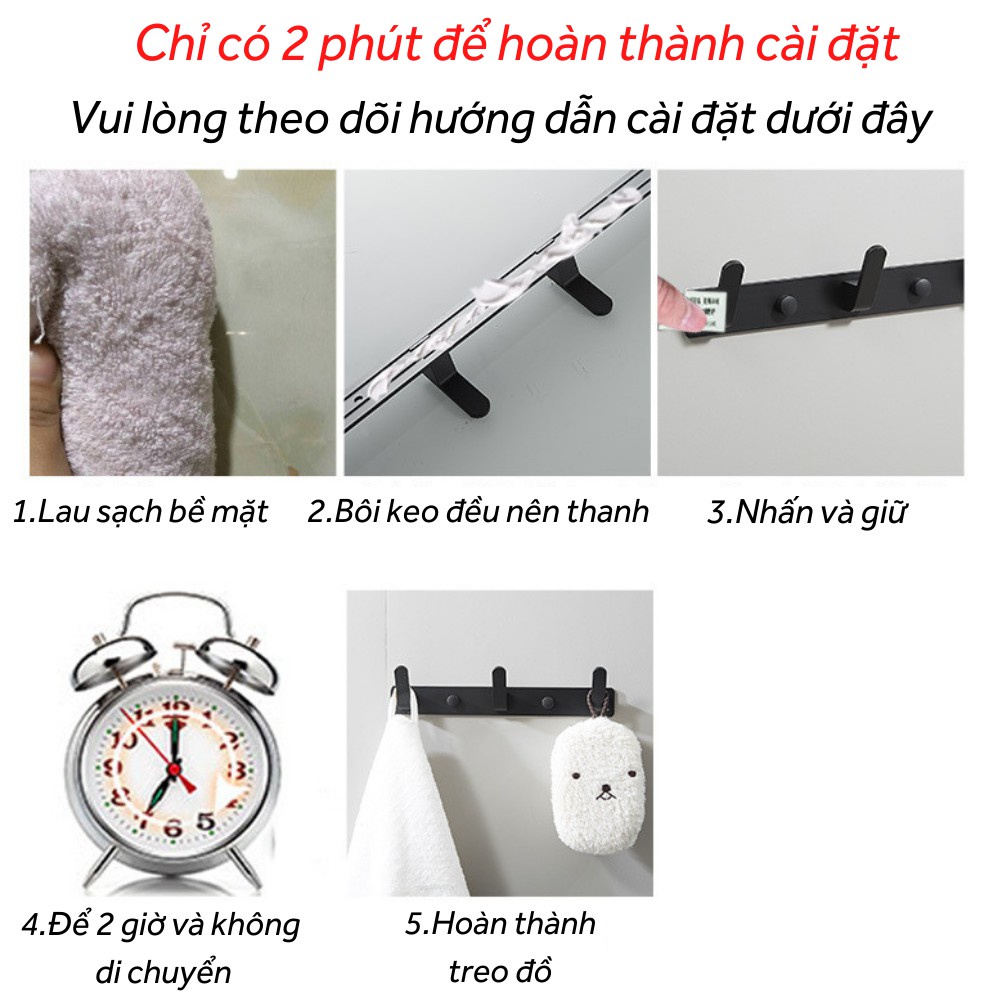 Móc Treo Quần Áo, Móc Treo Đồ Gắn Tường Không Gỉ Đa Năng Treo Sau Cánh Cửa