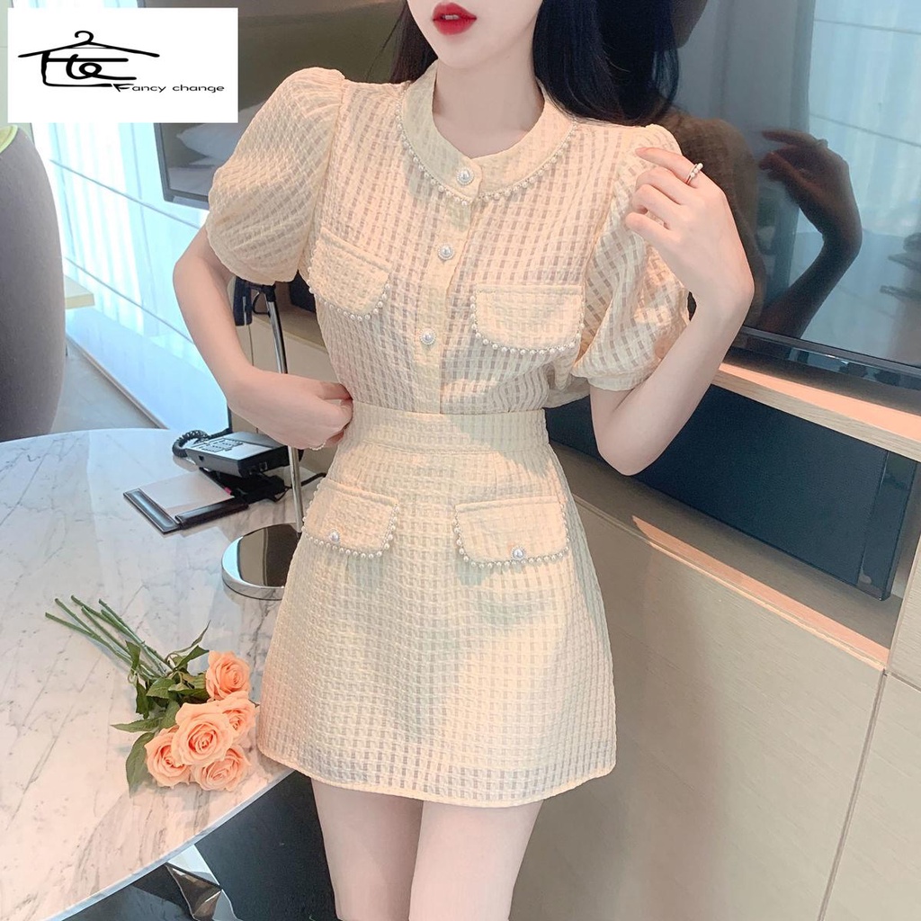 Bộ Áo + Chân Váy Chữ A Lưng Cao Phong Cách Phương Tây Thời Trang Mùa Hè Dành Cho Nữ~2022