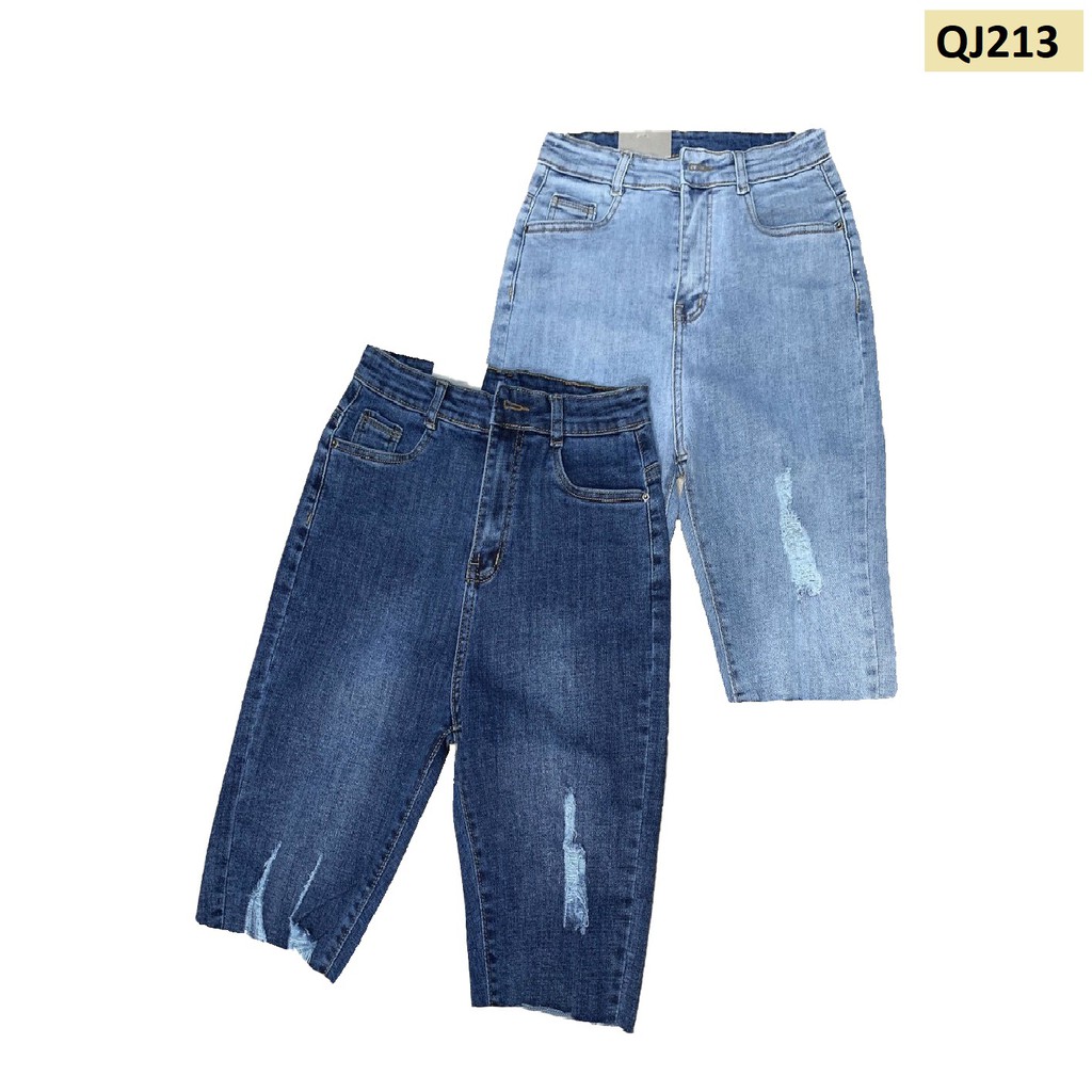 Quần jean ngố size lớn co giãn lưng cao QJ318