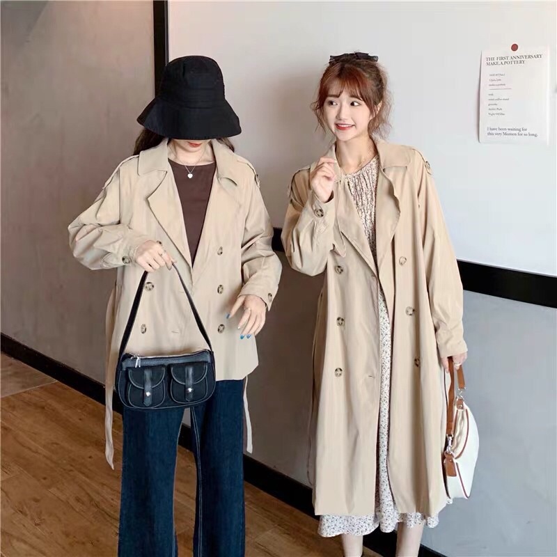 Áo mangto dáng ngắn/dài kèm đai/ áo khoác mangto 2 lớp có lót trong/Hàng QC đẹp