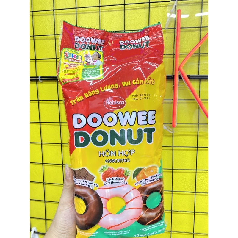 Bánh Doowee Donut đủ mùi date mới - Túi 12 bánh 360g