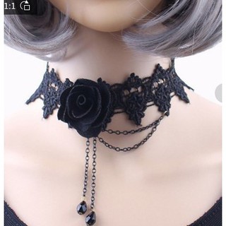 Vòng cổ choker hoa hồng đen