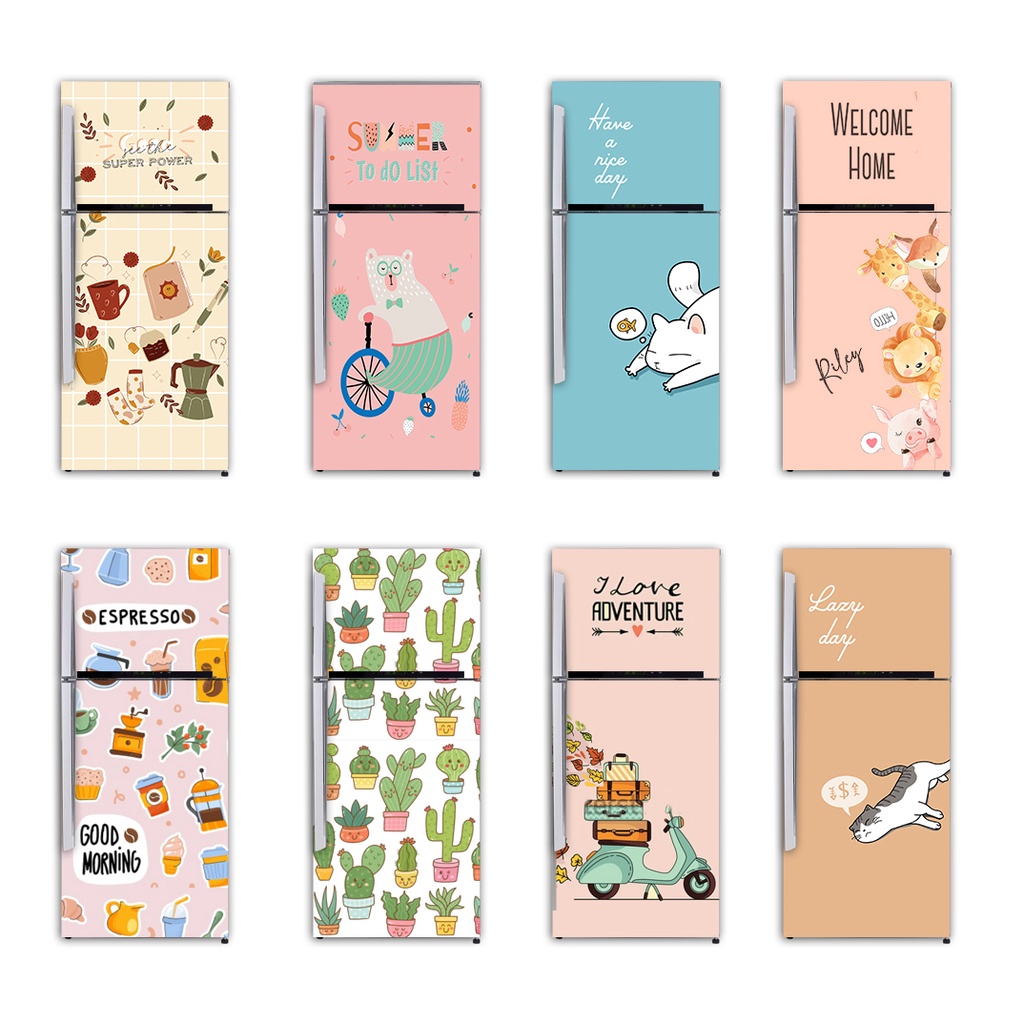 Decal dán tủ lạnh miếng dán tủ lạnh hình dễ thương hình dán cute chất liệu chống thấm nước siêu bền dễ dàng vệ sinhTL401