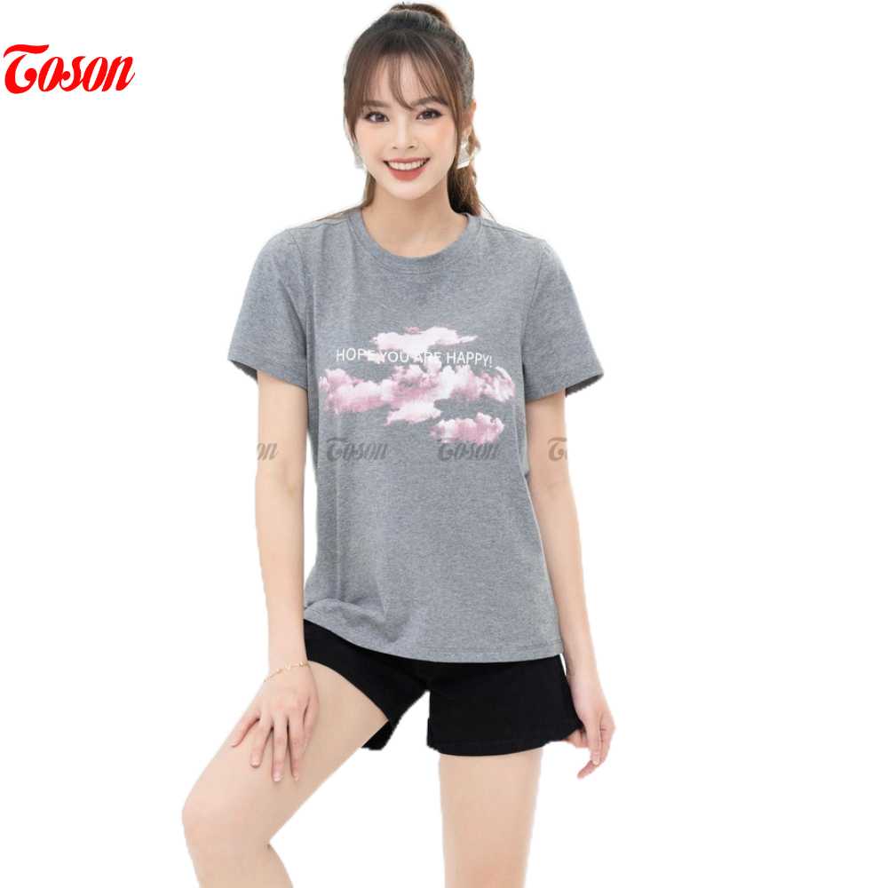 Áo Cotton ghi form rộng in hình đám mây 3D Toson AP666G32