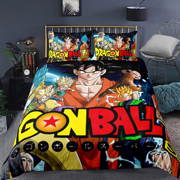 Bộ chăn ga và vỏ gối 3 trong 1 in hình nhân vật trong anime Dragon Ball