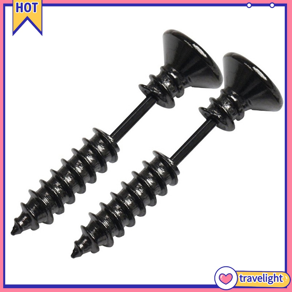 1 Đôi Bông Tai Hình Ốc Vít Bằng Thép Không Gỉ Phong Cách Punk Gothic