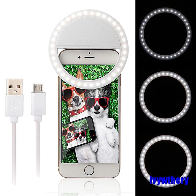 IPHONE SAMSUNG Đèn Led Tròn Gắn Điện Thoại Hỗ Trợ Chụp Ảnh Selfie