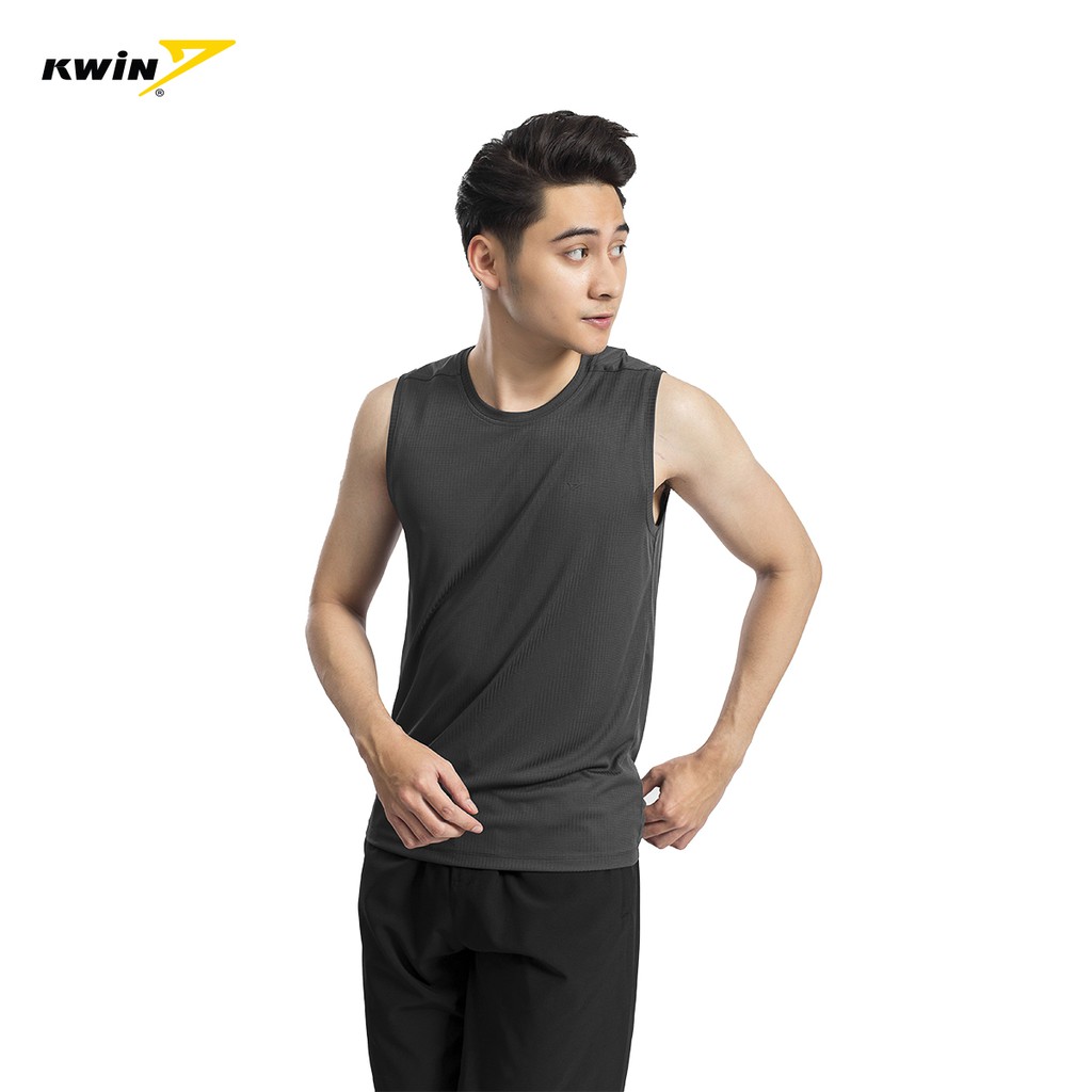 Áo ba lỗ nam, tanktop tập gym Kwin KTT007S9 thiết kế tối giản, dệt jacquard tạo họa tiết sọc dọc nam tính