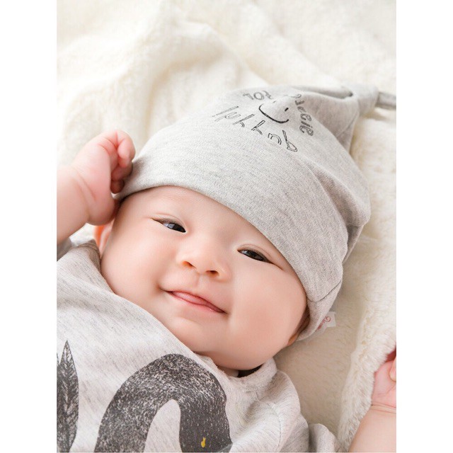 Mũ sơ sinh cho bé trai bé gái thun cotton momcare 0-6 tháng (1 chiếc)