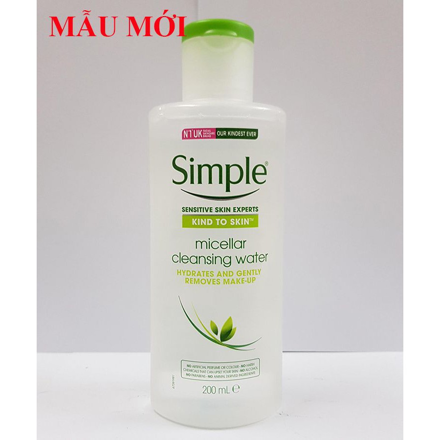 Nước tẩy trang Simple Kind to Skin Micellar Cleansing Water 200ml