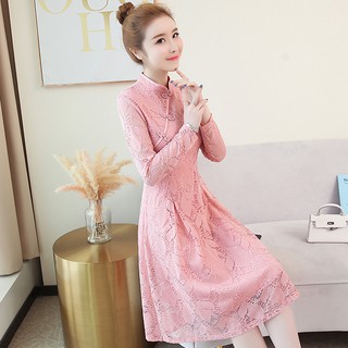 Váy Sườn Xám Ren Cổ Điển