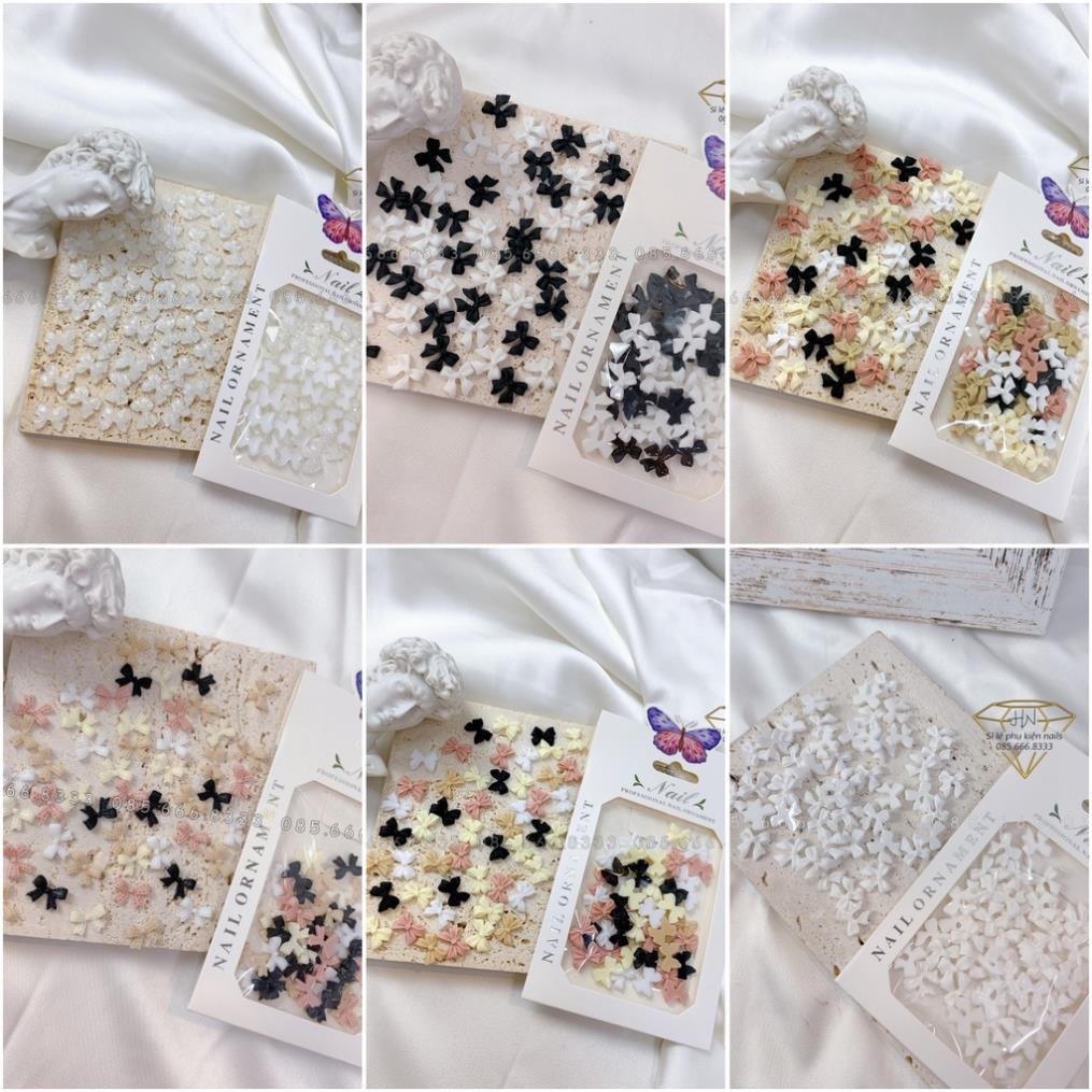 Charm nơ nail cao cấp, Charm nơ gắn móng 1 gói
