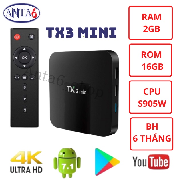 Android Tivi Box Tx3 Mini CPU S905W - Ram 2GB, Rom 16GB - Android 9.0