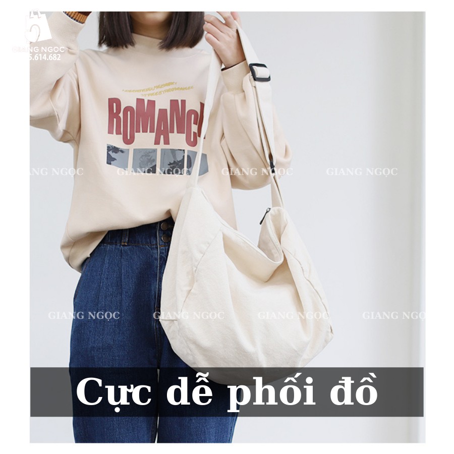 TÚI ĐEO CHÉO TRỐNG SIU TO [CÓ KHÓA & TÚI CON]- VẢI CANVAS- PHONG CÁCH ULZZANG | BigBuy360 - bigbuy360.vn