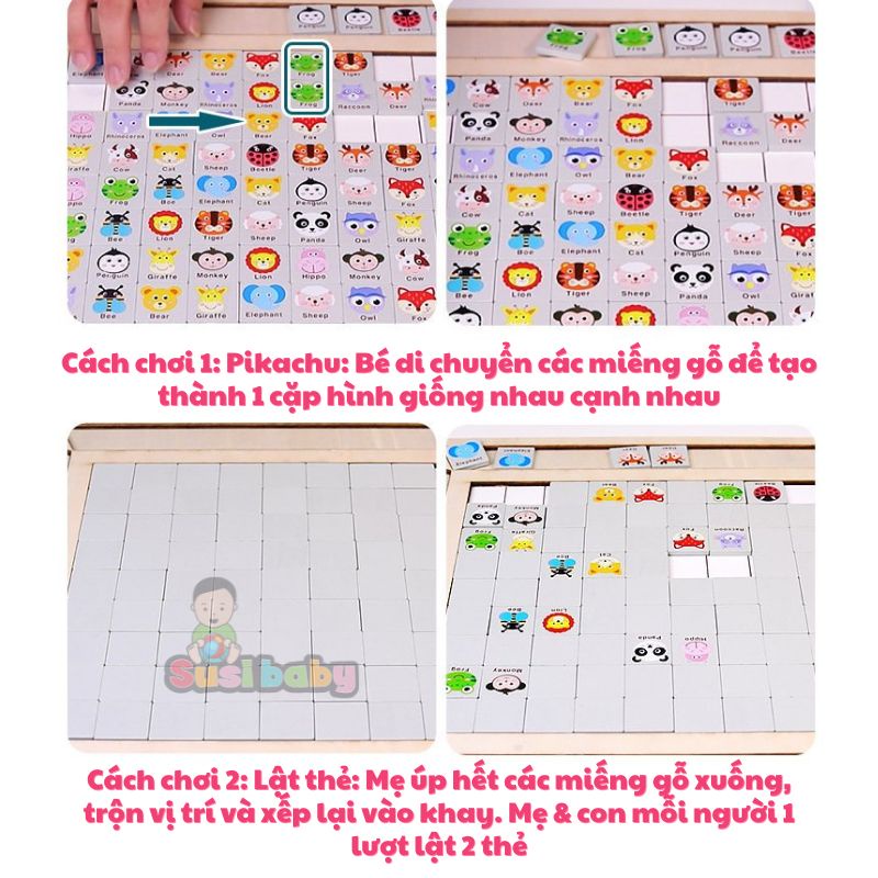 [KÈM QUÀ TẶNG] ĐỒ CHƠI GỖ - ĐỒ CHƠI XẾP HÌNH PIKACHU LUYỆN TƯ DUY CHO BÉ - ĐỒ CHƠI CHO BÉ