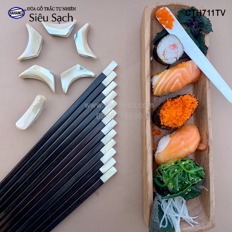 Đũa gỗ trắc vuông đầu ốc biển New Zealand - Hàng VIP (10 đôi/hộp) CTH711TV