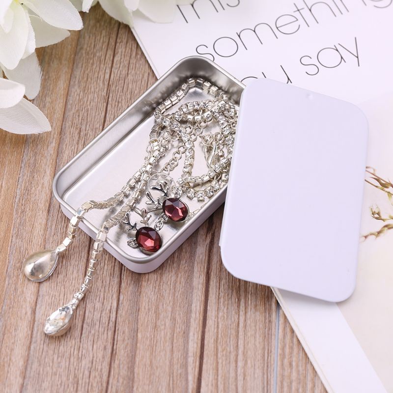 youyo* Metal Tin Rectangle Mini Jewelry Storage Box Candy Coin Key Organizer Organizer Items Containers