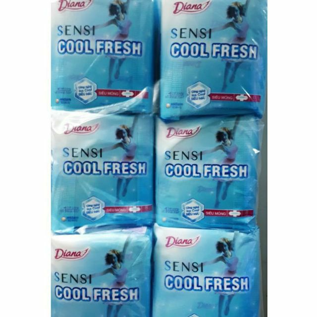 Combo 6 gói băng vệ sinh Diana sensi Cool fresh có cánh