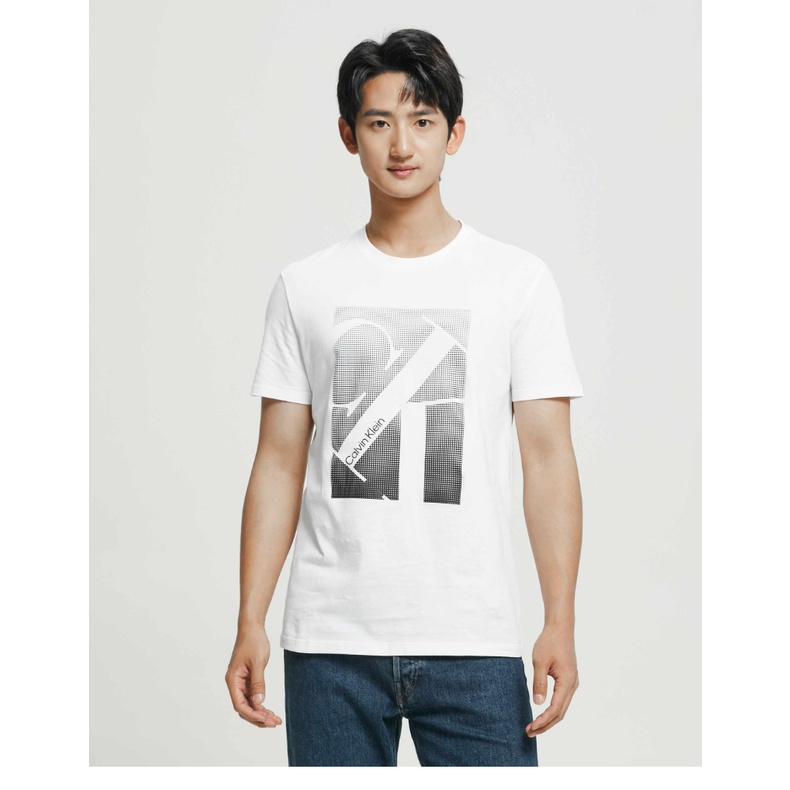 Áo Thun Cotton Ngắn Tay Cổ Tròn In Logo Calvin Klein CK Cho Nam