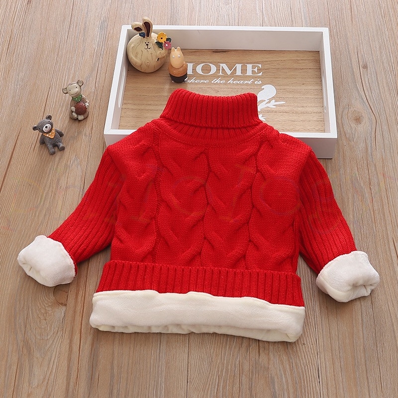 Áo sweater Cổ Lọ Lót Nhung Dày Dặn Thời Trang Cho Bé Trai Và Gái