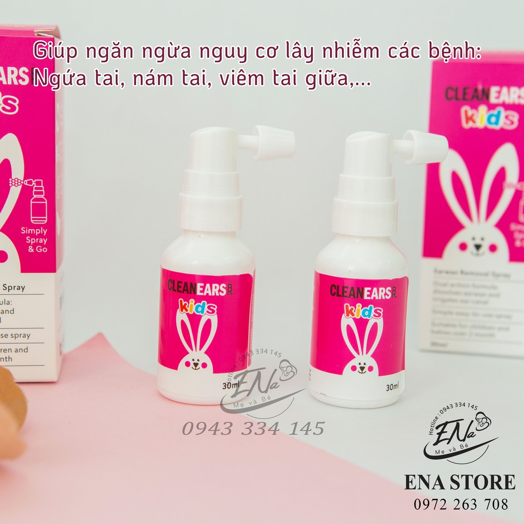 Xịt Tan Ráy Tai Cleanears Kids 30mlv cho Bé