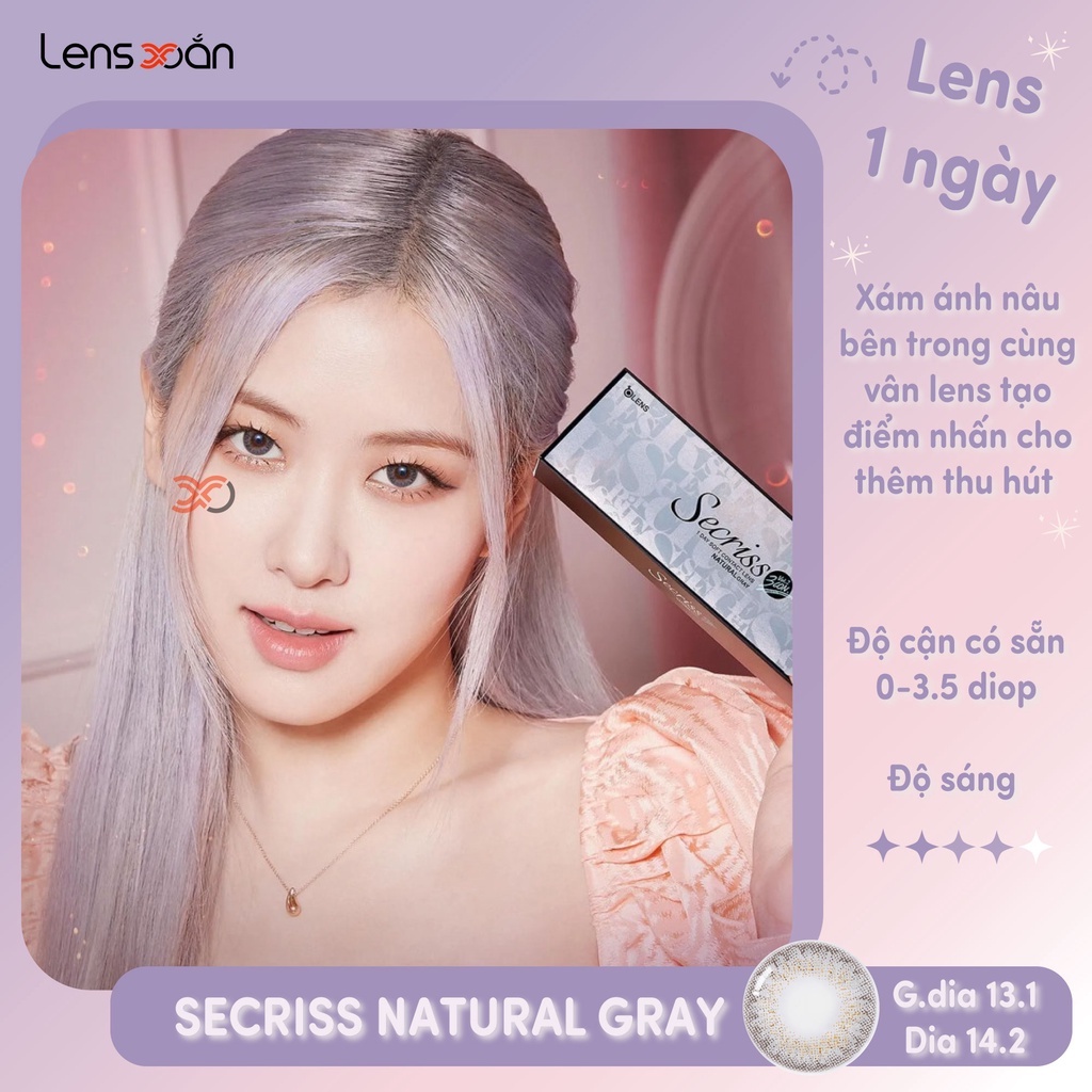 KÍNH ÁP TRÒNG 1 NGÀY SECRISS NATURAL GRAY: LENS 1 DAY XÁM SÁNG NHẸ | LENS XOẮN