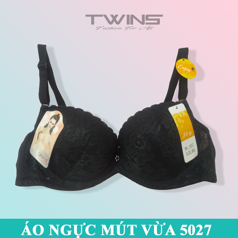 Áo ngực nữ ren nâng ngực tạo khe Joy 5027 có gọng mút vừa cúp xéo mềm mại thoải mái mặc áo dài size 34-36-38