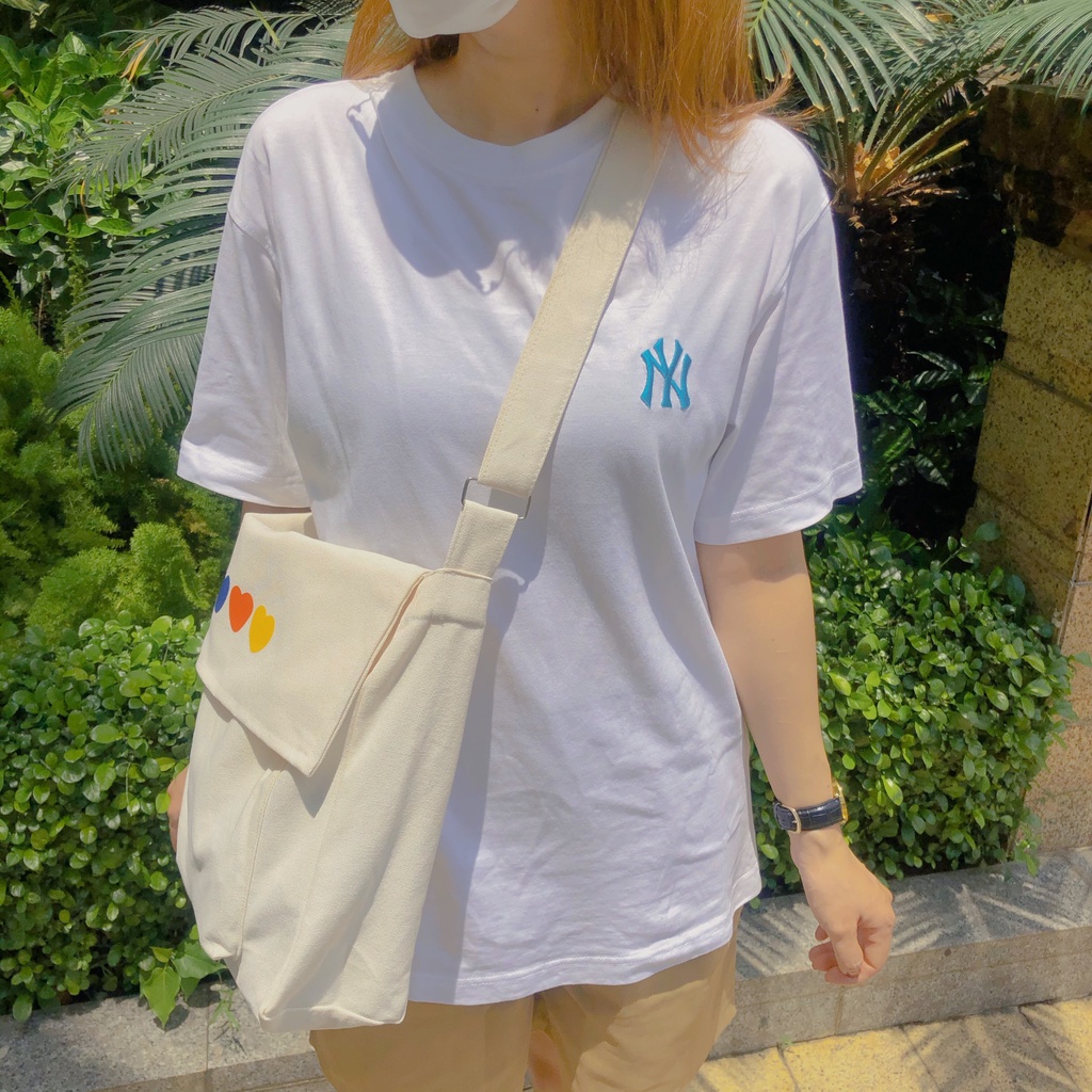 [TẶNG TÚI TOTE BAG 99K] Túi vải đeo chéo vải canvas mộc màu kem Tadi house korea style