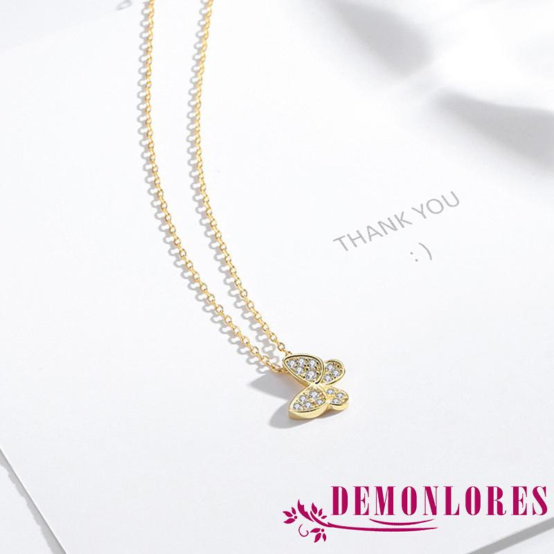 Vòng cổ mặt hình bướm đính đá zircon bằng hợp kim thời trang xinh xắn cho nữ