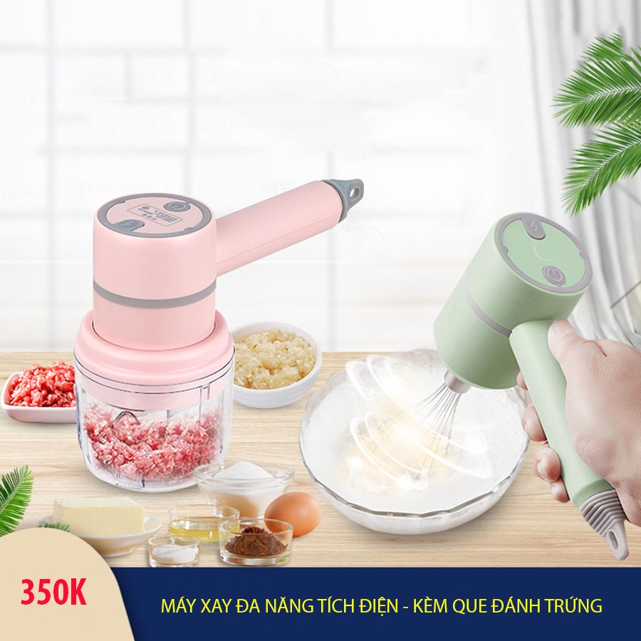 Máy Xay Đa Năng - Máy Đánh Trứng , Xay Tỏi Ớt Xay Thịt Đồ Ăn Dặm Bản Nâng Cấp Cao Cấp Cầm Tay Không Dây Sạc Điện