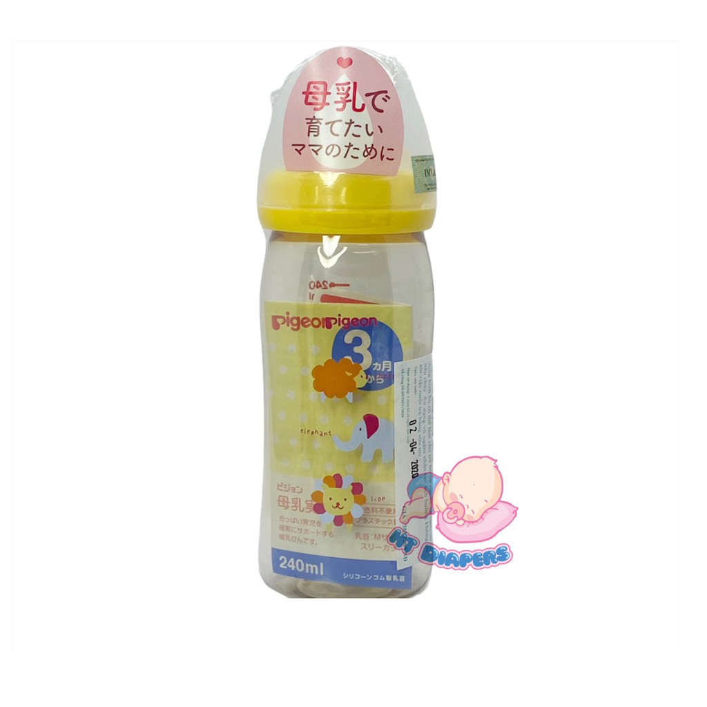 Bình Sữa Pigeon Cổ Rộng NỘI ĐỊA THÁI PPSU PLUS 160ml/240ml - Có Tem Chống Giả