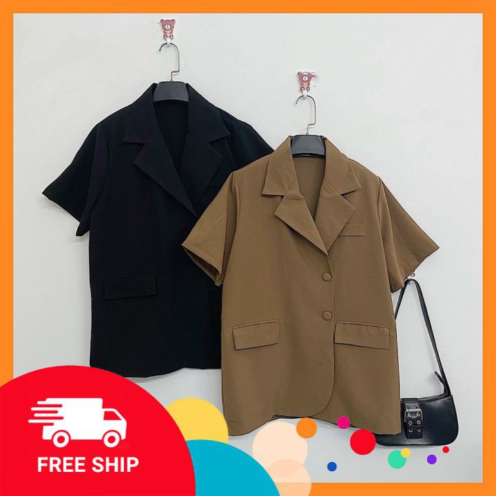 Áo BLAZER TAY NGẮN túi nắp, áo vest khoác ngoài trơn, áo vest 1 lớp style Hàn Quốc, QUYNHANHPUKA | BigBuy360 - bigbuy360.vn