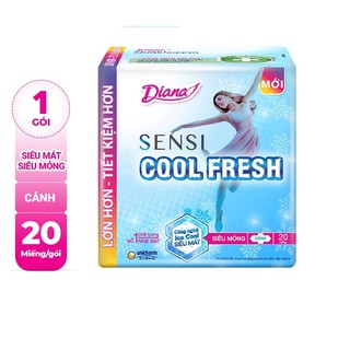 [GÓI LỚN SIÊU TIẾT KIỆM] Băng vệ sinh Diana Sensi Cool Fresh siêu mỏng cánh gói 20 miếng