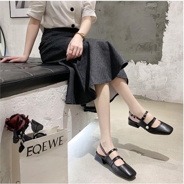 Giày búp bê nữ đế bằng mũi vuông bằng đính ngọc cực xinh HOT 2021