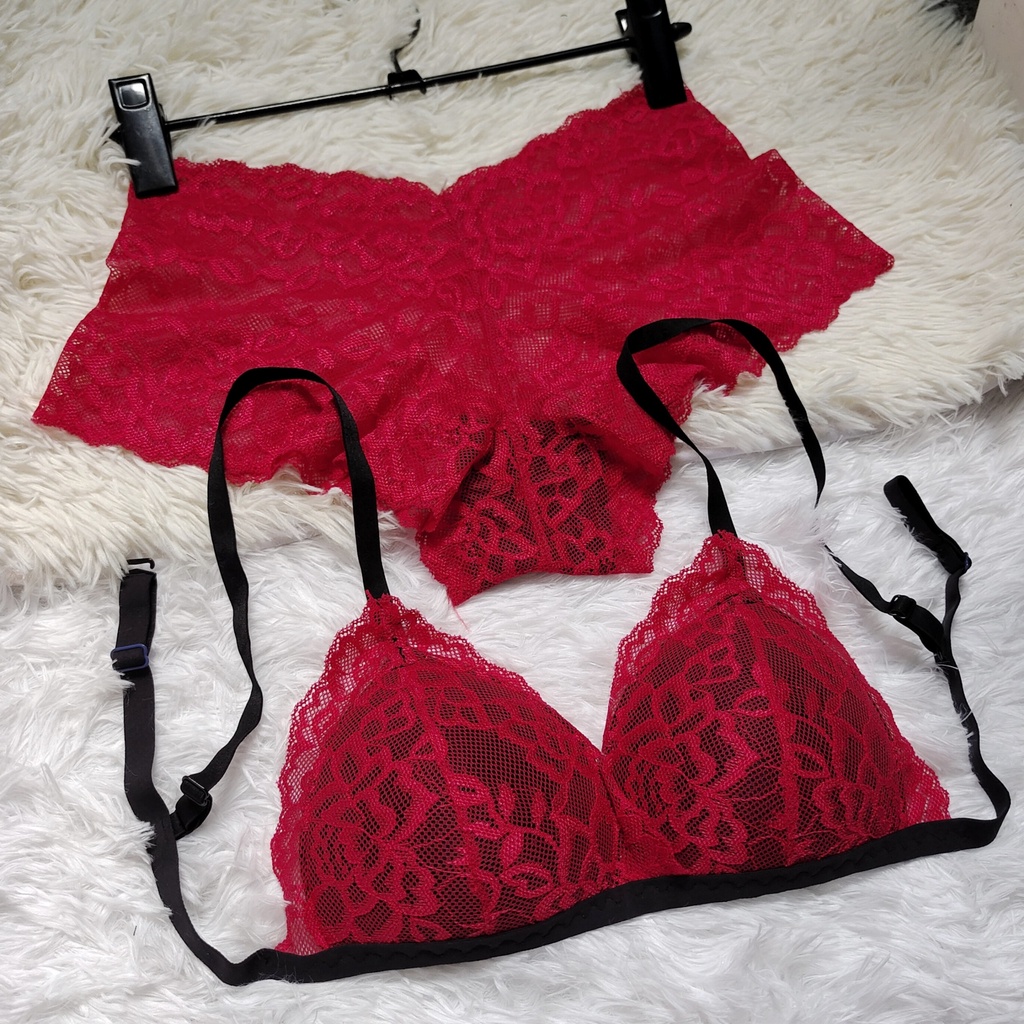 Set Bra - Bralette ren sexy không gọng, mút mỏng - Màu đỏ - NY63